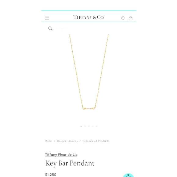 Tiffany & Co Fleur De Lis Keybar Pendant Necklace 18k Yellow Gold 16 inches - Picture 8 of 9